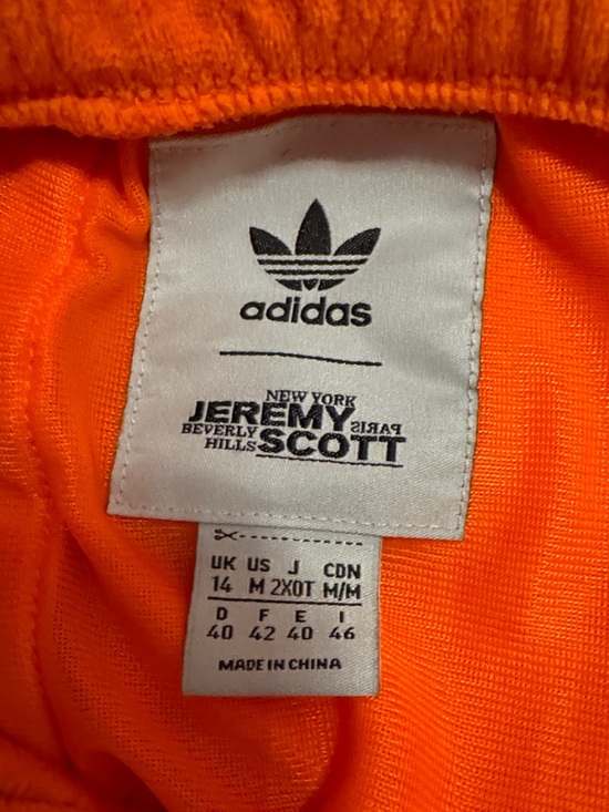 Adidas X Jeremy Scott Orange Soft Velour Wide Leg Long Track Pants Medium - Picture 8 of 10